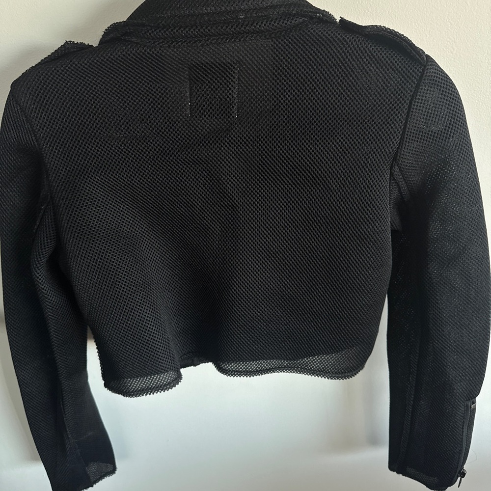NEW - Y2K XS UNIF Black Textured Mesh Moto Jacket - Picture 5 of 6